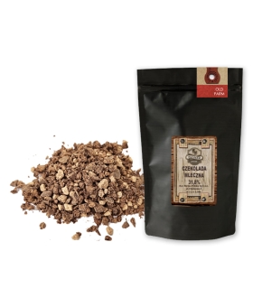 CZEKOLADA MLECZNA CIĘTA W DROBNĄ KOSTKĘ 1 kg . 32,1 % kakao,